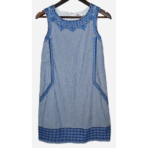 Vineyard Vines Embroidered Sleeveless Striped Dress Blue/White Size 2 ($168)
